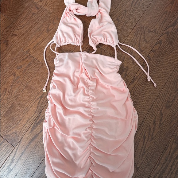 Zara Dresses & Skirts - Zara Pink Ruched Halter Dress